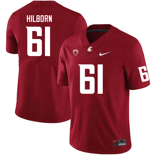 Men #61 Christian Hilborn Washington State Cougars College Football Jerseys Sale-Crimson